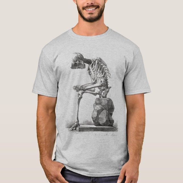 T-shirt Halloween squelette assis anatomie (Devant)