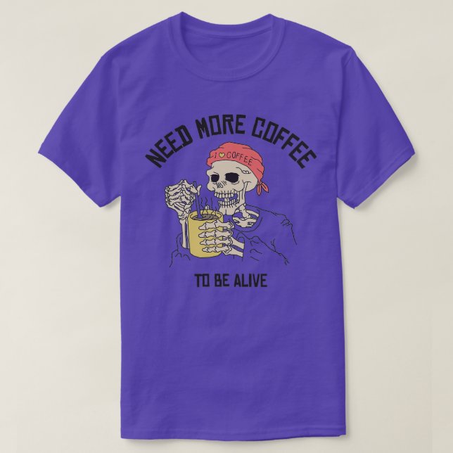 T-shirt halloween squelette boire du café drôle (Design devant)