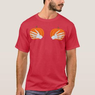 T-shirt Halloween, squelette Citrouille main