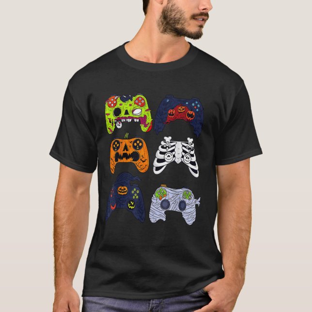 T-shirt Halloween Squelette Contrôleurs de jeu Zombie mama (Devant)