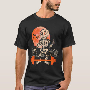 T-shirt Halloween Squelette haltérophilie Poids