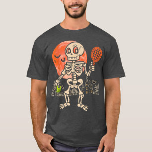 T-shirt Halloween Squelette Jouer Tennis Drôle Joueur Coa