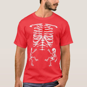 T-shirt Halloween Squelette jumeaux Baby shower de révélat