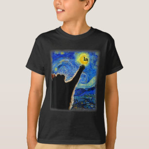 T-shirt Halloween Starry Night Black Cat Comma La Kamala