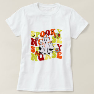 T-shirt Halloween super rétro Éffrayante infirmière fantôm