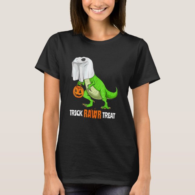 T-shirt Halloween T Rex Dinosaur Ghost Trick Rawr Treat C (Devant)