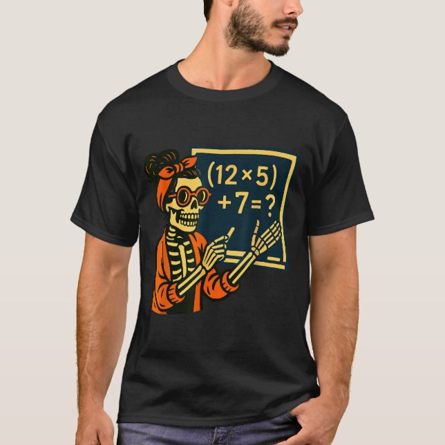 T-shirt Halloween Teacher Six Seven Meme 6 7 Skeleton Soky (Devant)