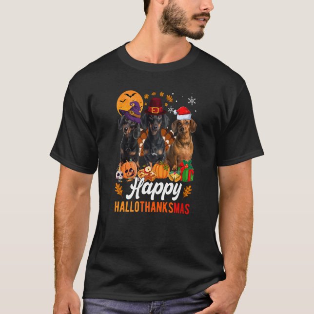 T-shirt Halloween Thanksgiving Christmas Halloth (Devant)
