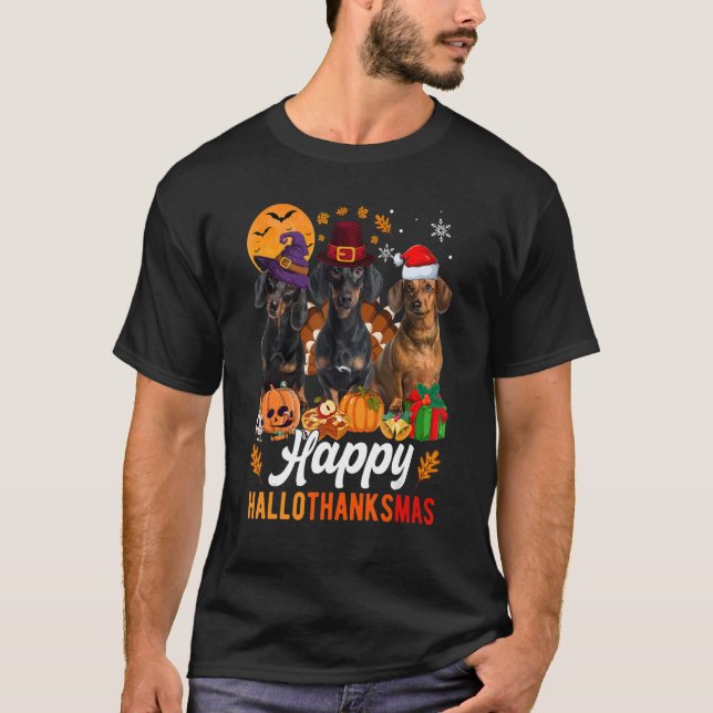 T-shirt Halloween Thanksgiving Christmas Halloth (Devant)