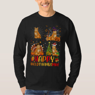 T-shirt Halloween Thanksgiving Christmas Lynx Hallothank
