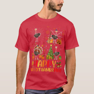 T-shirt Halloween Thanksgiving Christmas Ostrich Bird Hall