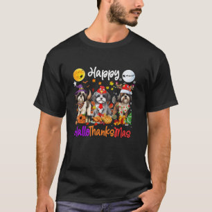 T-shirt Halloween Thanksgiving Christmas Shih Tzu Dog Hall