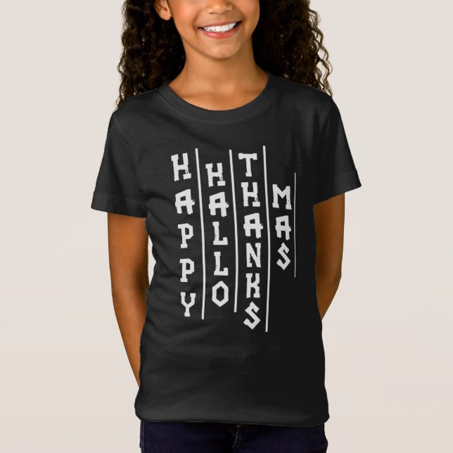 T-Shirt Halloween Thanksgiving Noël Drôle Typographie (Devant)