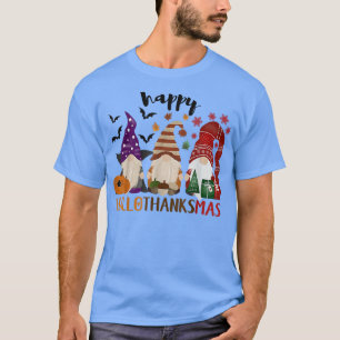 T-shirt Halloween Thanksgiving Noël Happy HalloThanks