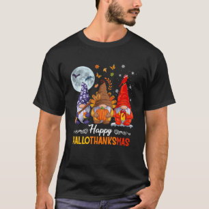 T-shirt Halloween Thanksgiving Noël Happy HalloThanks