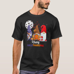 T-shirt Halloween Thanksgiving Noël Happy HalloThanks