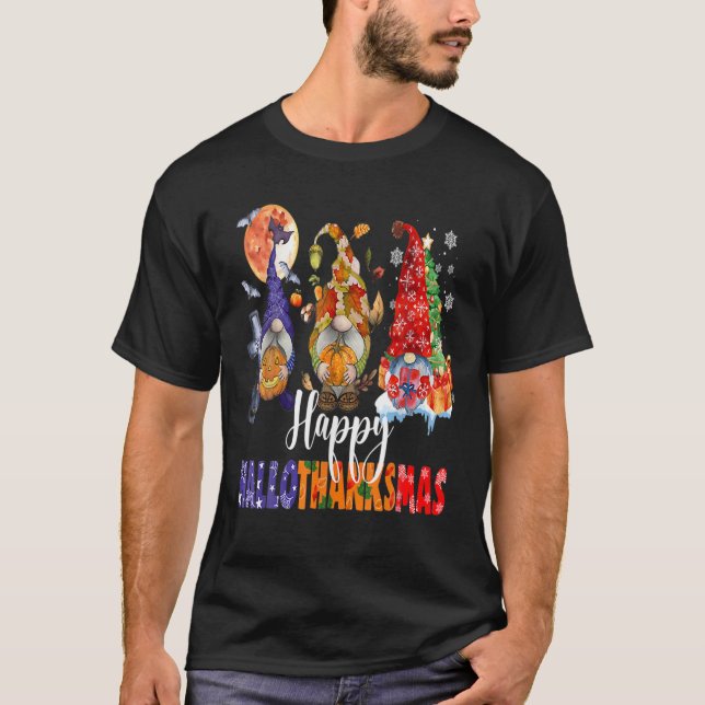 T-shirt Halloween Thanksgiving Noël Joyeux Hallomerci (Devant)