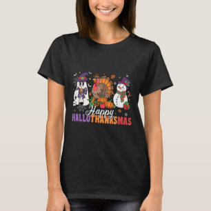 T-shirt Halloween Thanksgiving Noël Joyeux Hallomerci
