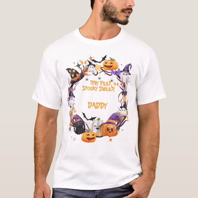 T-shirt Halloween Tiny Feet, Baby shower sucré Éffrayant D (Devant)