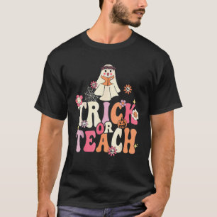 T-shirt Halloween Trick Or Teach Rétro Prof Hippie