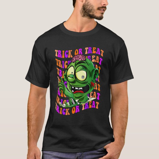 T-shirt Halloween Trick Ou Traiter Cool Zombie Halloween (Devant)
