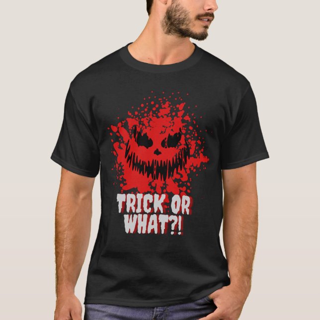T-shirt Halloween tricoté ou traiter (Devant)