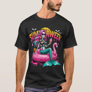 T-shirt Halloween Tropical Summerween Sirène Squelette
