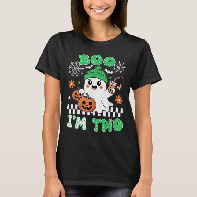 T-shirt Halloween Two Birthday Boo Im Two Groovy Birthday  (Devant)