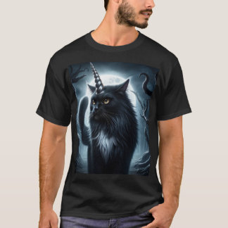 T-shirt Halloween Unicorn Chat noir Forêt hantée