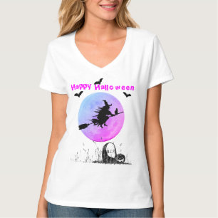 T-shirt Halloween V-Cou blanc