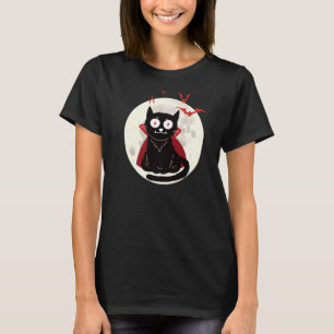 T-shirt Halloween Vampire Chat Pleine lune chauves-souris
