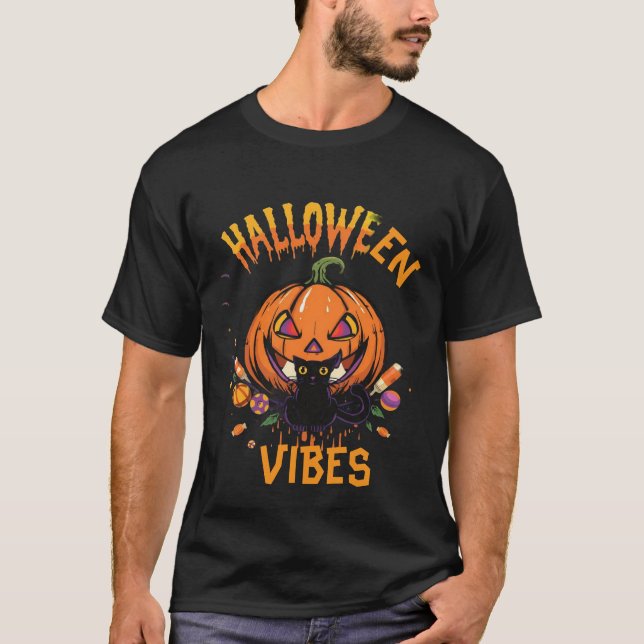 T-SHIRT HALLOWEEN VIBES POUR LA SAISON ÉFFRAYANTE (Devant)