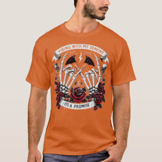 T-shirt HALLOWEEN Vibing with My Demons Skeletons et Rose