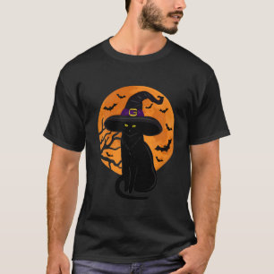 T-shirt Halloween vintage Cat noir costume sorcière Ha