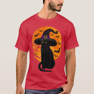 T-shirt Halloween vintage Cat noir costume sorcière Ha