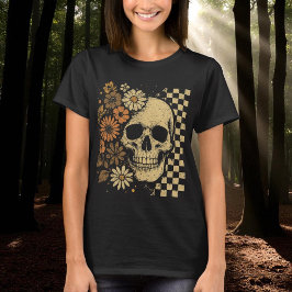 T-shirt Halloween Vintage crâne floral
