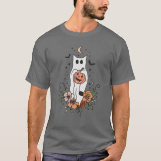 T-shirt Halloween vintage Fantôme Chat Halloween Graphique