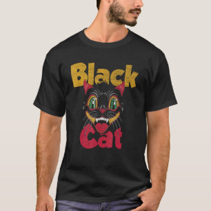 T-shirt Halloween Vintage Rétro Chat Noir Rétro Feux d'Art