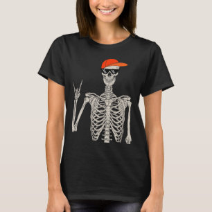 T-shirt Halloween vintage Skeleton Rock à la main Skeleton