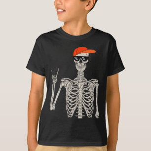 T-shirt Halloween vintage Skeleton Rock à la main Skeleton