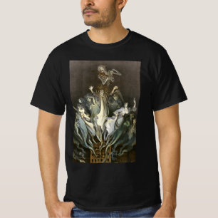 T-shirt Halloween vintage, violoniste squelette et fantôme