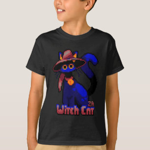 T-shirt Halloween Witch Cat Pixel Art