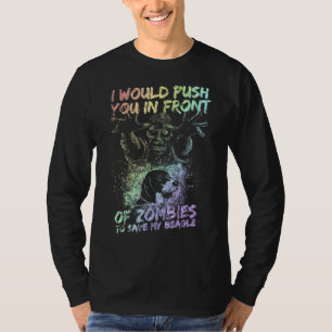 T-shirt Halloween Zombies Pousser Sauver Mon Tee Beagle Po