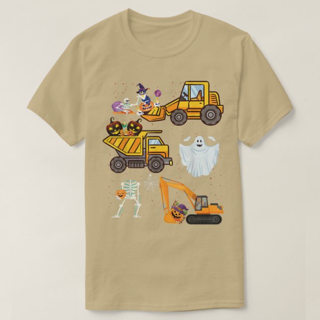 T-shirt HalloweenChasse Citrouille de construction de grue (Design devant)