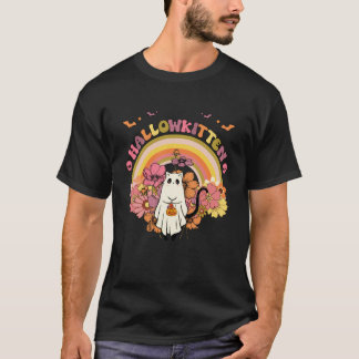 T-shirt Hallowkitten Ghost Chat Retro Halloween Chat Super