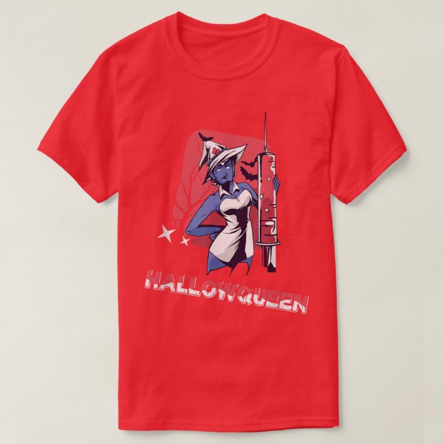 T-shirt Hallowqueen Halloween Witch Nurse  (Design devant)