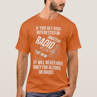 T-shirt Ham Radio Opérateur Enfants Argent Radio Amateur