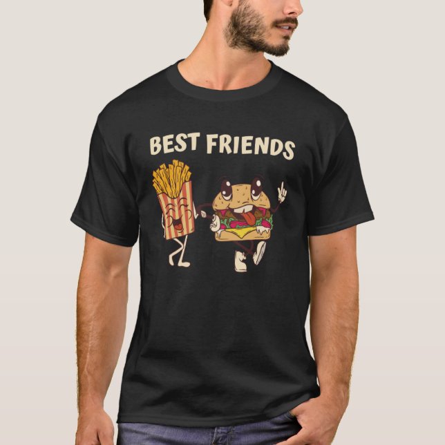 T-shirt Hamburger And Fries Bestfriends (Devant)