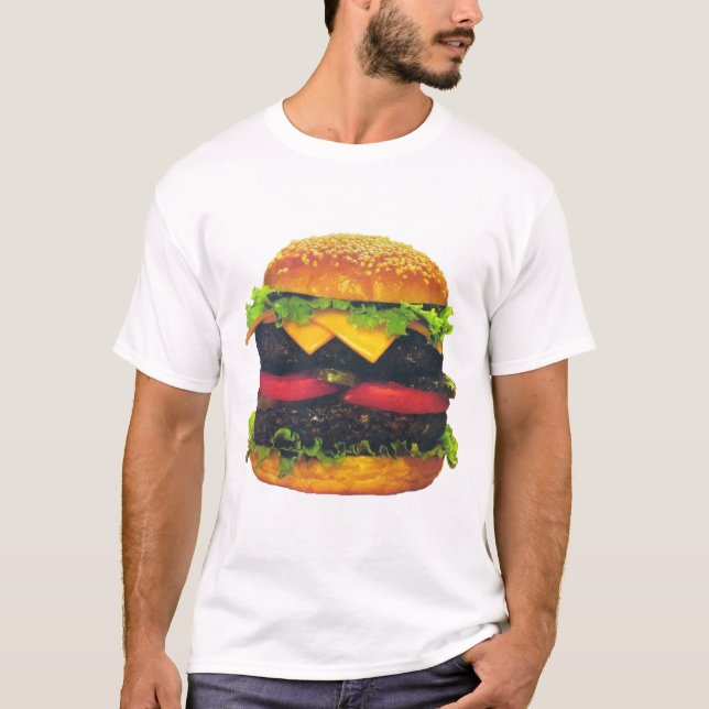T-shirt Hamburger de luxe double au fromage (Devant)
