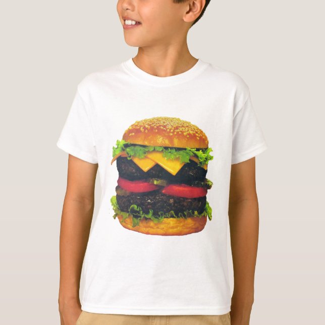 T-shirt Hamburger de luxe double au fromage (Devant)